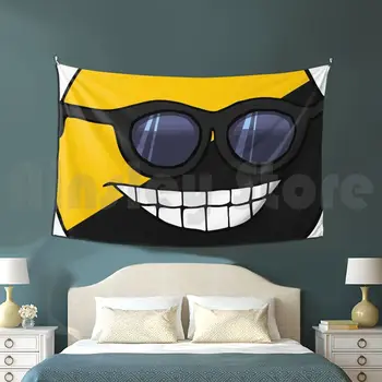 Онлайн магазин Tapestry Ancap Flag Meme Топка Memeballs и слънчеви очила жълт и черен цвят, с високо качество HD