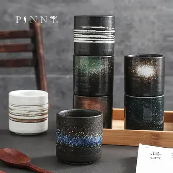 ПИННИ Японски стил Груба Керамика Керамични Чаши за Кафе Чаени Чаши Ръчно изработени от устойчиви на Висока температура Посуда За Напитки Млечни Чаша