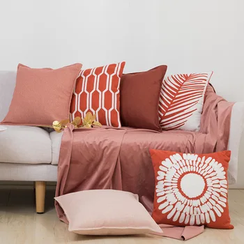 Червеното Слънце цвете геометричен монофонични разтегателен декоративна калъфка памучен бельо легло стол за кола домашна калъфка бяла розова калъфка