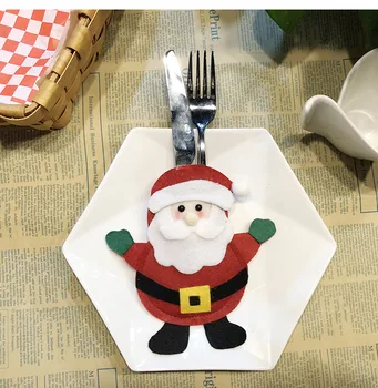 20pcs Коледна Украса на Масата Нож И Вилица Набор от Творчески Cartoony Комплект Съдове за готвене на Дядо Коледа Нож И Вилица Чанта