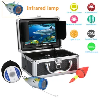 Комплект камера за подводен риболов на 20 М от 1000 твл, 12 бр., IR светодиоди със 7-Инчов Цветен Монитор За ЛЕД/на Река/Море/Езерна Риба