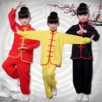 Китайски Костюм кунг-фу за Момичета, китайски Традиционен Костюм ушу Тайдзи, Униформи за Момичета, Костюм кунг-фу, Комплект за Момче, кунг-фу