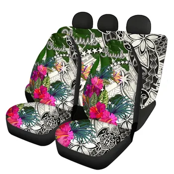 Универсален Пълен Комплект Калъфи За Автомобилни Седалки За Жени И Мъже, Tribal Полинезийски Принт чуук, Предни И Задни Покривала За Автомобилни Седалки, Защита За Пейки