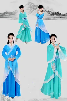 Нов Дизайн, Китайското Традиционно Женствена Рокля Hanfu, 2 Цвята, Китайски Народни Танци Етап Костюми за Момичета, Жени