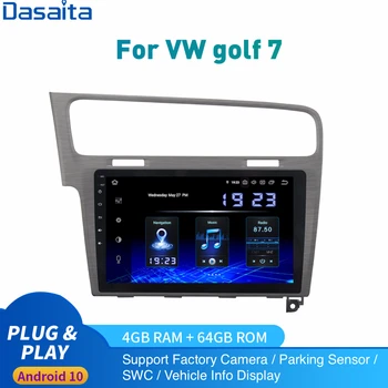 Dasaita Android 10 Автомагнитола за VW Golf 7 Мултимедия 2013-2017 Golf7 Стерео Авторадио DSP Аудио IPS Carplay HDMI 4 + GB 64 GB