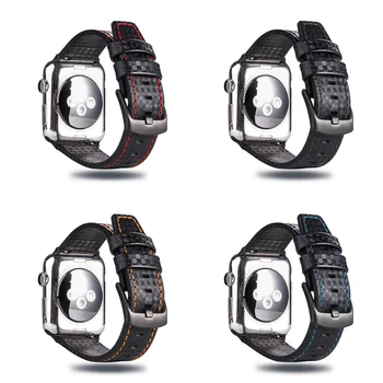 За Apple Watch 6 5 4 SE 3 2 1 Калъф с дизайн, изработени от въглеродни влакна и набор от ремъците 38 мм 40 мм 42 мм 44 мм
