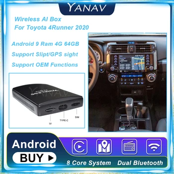 Android 9 4G 64GB Carplay Безжичен Ai Кутия За Toyota 4Runner 2020 8 Ядрени Автомобили Смарт Бокс, Щепсела и да Играе Видео Netflix Google