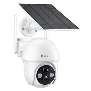 Codnida Камера за Сигурност Безжична Външна 2K Слънчева Камера за Сигурност, Захранван с Батерии на Камери за Видеонаблюдение на Дома с Нощно Виждане