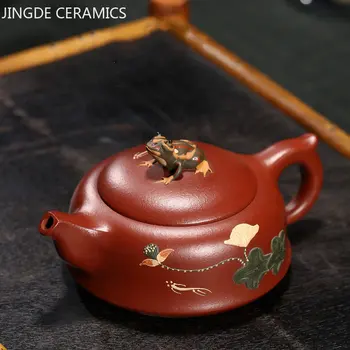 Класически Yixing Лилаво Глинен Чайник, Ръчна Изработка На Капитана На Лотус Езерото Лунен Гърне Dahongpao Лъжичка Каменна Кана Китайски Чай Аксесоари