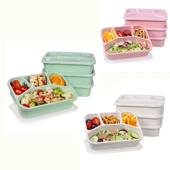 4 Опаковане на съдове за приготвяне на вечеря с 4 отделения, Множество кутия за Bento за деца / деца / възрастни, штабелируемая