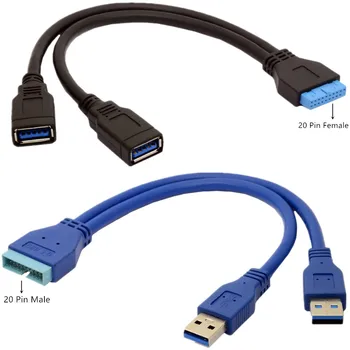 Двойна USB 3.0 Type A до 20Pin Кабел За Предаване на Данни Sygn Адаптери за Мъже и Жени Y Конектори Слот за компютърни Дънни Платки