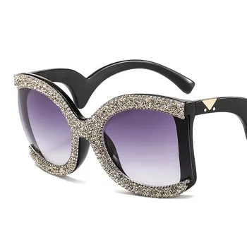 Нови Модни Дамски Големи Рамки с Малки Диаманти, Дизайнерски слънчеви очила с Точечными Диаманти, Слънчеви Очила Lentes Mujer De Sol