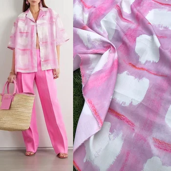 145 cm Ширина Мода Розово Графити Печат Полиестерен Плат За Жените Рокли Блуза, Панталони САМ Плат Шевни