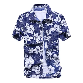 Лятна мъжка Риза с Къси ръкави Голям Размер с Принтом, Плажна бързосъхнеща Свободна Риза, Хавайски Плажни Дрехи За Почивка И Пътуване