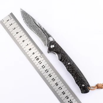 Открит Програма Джобни Ножове за Самозащита EDC Тактически Инструмент за Оцеляване на Лов Сгъваем Нож Дамаскус