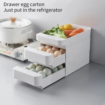 Домакински трислоен кутия за яйца, Пластмасови Отделение на Хладилника, Многослоен Кутия За Съхранение на Яйца