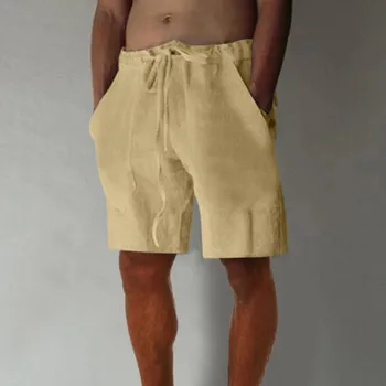 Памучни Къси Панталони Мъжки Летни Модни Дишащи, Леки, Тънки Къси Панталони-Бермуди Мъжки Къси Панталони На Съвсем Малък Свободна Плажно Облекло Спускане