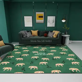 200*300 см Модерен Минималистичен Зелен Дъното Тигър Жълто Дневна Спалня Нощни Килим, килимче За Пода Настройка