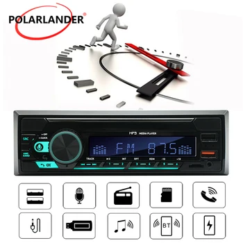Полярник Автомобилна стерео Bluetooth USB/TF/AUX вход FM MP3-плеър, Микрофон 1 Din Радио Микрофона дистанционно управление, 2 USB
