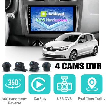 Автомобилна Аудионавигация Стерео Carplay DVR 360 с изглед от Птичи поглед наоколо 4G Android Система За Renault Symbol III 3 За Dacia Logan 2012 ~ 2021