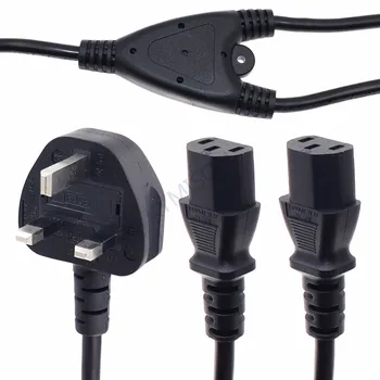 Великобритания BS1363 3Pin Plug до 2x C13 Включете Y Разъемный захранващ Кабел Кабел, Австралия до 2ways IEC 320 C13