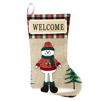 Подарък Притежателя Коледен Чорап Коледни Чорапи С Голям Капацитет Висулка Във Формата На Дърво, Сладък Дизайн Сгъсти Чанта За Съхранение На 