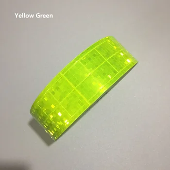 5 см * 50 М Осветление Флуоресцентно Жълто-Зелена Водоустойчива Светоотражающая Предупредителен Светеща Малка Квадратна Решетчатая Лента От PVC