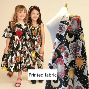 Карти за игра печатна полиестерна тъкан плат с ширина 145 см рокля за родители и деца, бебешки дрехи, ръчно изработени САМ плат