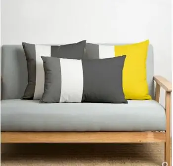 Скандинавска жълта калъфка Проста шарени лимон жълта калъфка за дивана в хола