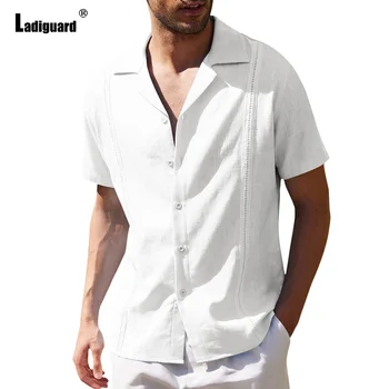 Ladiguard Мъжки Ежедневни Бельо Блуза Hommes Clothing 2023 Базова Риза с Къс Ръкав Masculina Camisa Риза blusas Туника Облекло Ropa