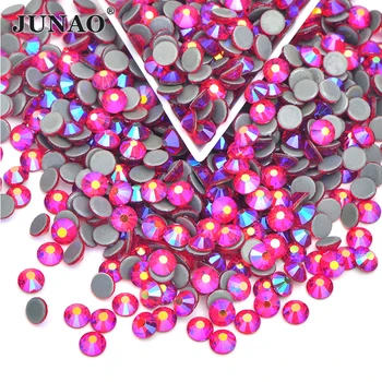JUNAO SS6 8 10 12 16 20 30 Light Siam AB Кристал Crystal Коригиране на Предаване на Кристал Апликация на Желязо В Страз Камък За Украса