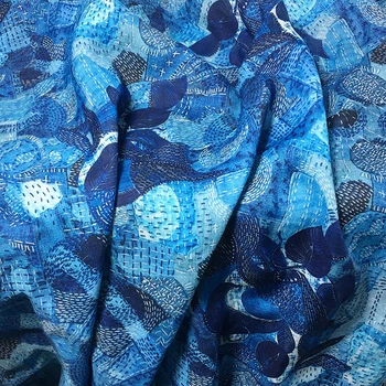 Висококачествена естествена тъкан Рами висококачествени тъкани рокля, рокля, чонсам и китайски плат рокля син материал
