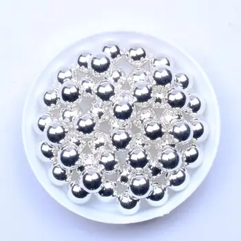 Метални Сребърни Кръгли Перли 4 мм и 5 мм, 6 мм, 8 мм, 10 мм, Без Дупки Смола, Имитация на Перли САМ Занаяти Украса