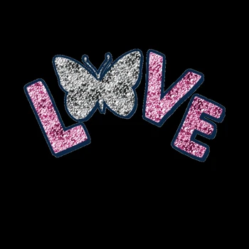 Пеперуда-любовно писмо облекло печат на Етикети Скъпа модна Апликация Гладене теплопередача кръпка за тениски и Качулки