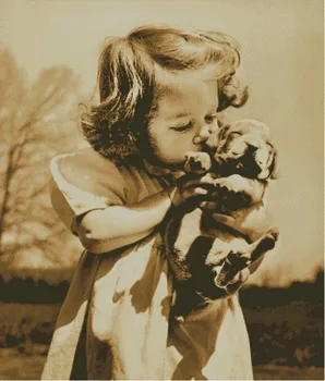 Сладко момиче, целующийся кученце кучето, бебешки Дрехи с високо Качество, Бродерия, Бродирани, 14 карата, Без Надписи, Художествени Комплекти за Кръстат Бод, ...