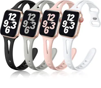 Силиконов Ремък За Apple Watch band 45 мм 41 мм 44 мм 40 мм 38 мм 42 мм Smartwatch Спортен каишка за часовник Гривна iWatch Series 7 6 SE 5 3
