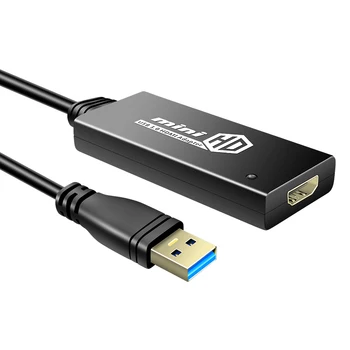 USB КЪМ HDMI адаптер 1080P HD Аудио Видео удължителен кабел, USB 3.0/2.0 е към HDMI за множество монитори, които са съвместими с Win XP, Win7/8/10