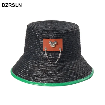 2023 нова мини-шапка-кофа с участието на мишката за жени, черни сламени шапки, Луксозни Дизайнерски Плажни Шапки, дамски лятна шапка от слънцето, чадър