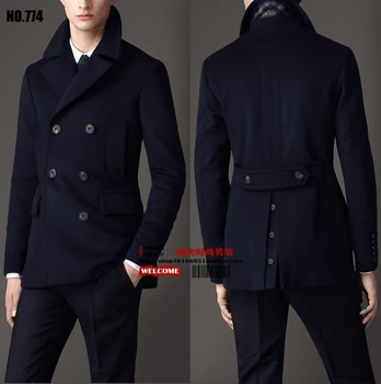 S-3XL! 2016 Плюс размера на МЪЖКИ тънка ежедневни вълнена горна дреха модерен дизайн мъжко късо модно вълна палто с дълъг ръкав облекло яке