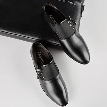 Нови Кожени обувки, Мъжки кожени обувки в бизнес стил, Универсални Сватбени обувки, Черни Ежедневни Обувки с мека повърхност, мъжки Кожени обувки